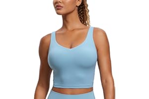 CRZ YOGA Butterluxe Damski Biustonosz Sportowy Z Dekoltem W Szpic — Wyściełany Top Treningowy Z Wbudowanym Biustonoszem