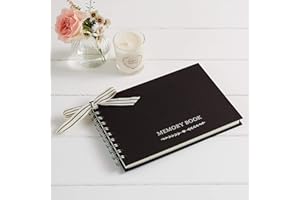 ANGEL & DOVE Black A5 Memory Book, Funeral Guest, Remembrance, Condolence, Celebration of Life