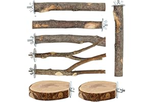 PERSENTU 8PCS Bird Cage Perches for Cockatiel, Cockatoo, Parakeet, Parrot, Macaw, Lovebird & More - Wooden Platform for Birds