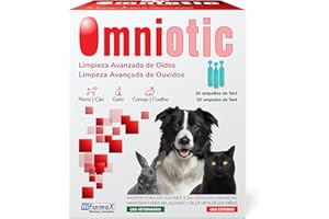 Hifarmax Omniotic Monodosis Limpiador de Oídos para Perros, Gatos y Conejos | Limpiador Orejas Perros y Gatos | Gotas Oidos Perros | Limpia Orejas para Perros y Gatos | 20 Ampolletas de 5ml