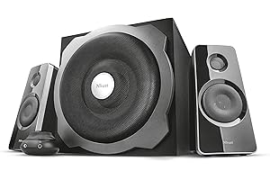 Trust Tytan 2.1 PC Speakers with Subwoofer, 120W (60W RMS), UK Plug, Sound System with Wired Volume Control, Jack 3.5 mm, Computer Speakers for PC, Laptop, TV, Tablet and Smartphone - Black