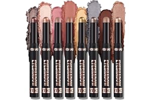 EVEBEATY 8PCS Eyeshadow Stick Set - Creamy Matte Shimmer Eye Shadow Pencil Crayon Highlighting Pigmented Waterproof Classy Shimmer Eye Shadow Sticks