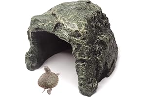 PINVNBY Reptile Hideout Cave Tortoise Rock Aquarium Decoration Terrarium Stone Hideaway Natural Habitat Ornament for Gecko Spiders Frogs Lizards Fish Amphibian