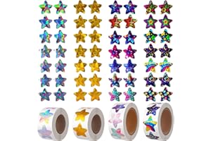 Candcamp 2000 Pcs Star Stickers for Children Students Teachers Classroom, 2.5 CM Shiny Reward Stickers for Crafts Creative Activities, Self Adhesive Sparkly Incentive Sticker, Holographic Star Sticker