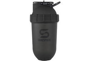 ShakeSphere Tumbler: Protein Shaker Bottle, 700ml - Capsule Shape Mixing - Easy Clean Up - No Blending Ball or Whisk Needed - BPA Free - Mix & Drink Shakes, Smoothies, More - Frosted/Black