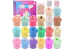 PETYUIOYU Fluffy Slime Set with 20 Pack Butter Slime,Schleim Kinder,Soft and Non-Sticky，Poopsie Slime Surprise Toy,DIY Slime Party Favor,Stress Relief Gift for