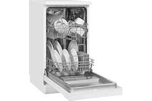 Exquisit® Lavavajillas 45Cm, Clase E, Color Blanco, 9 Servicios, 6 Programas, Cesto Regulable, Funciones Extra Seco y Media Carga, Interior Inox, Consumo 70 kWh/año, Medidas 84,5x44,8x60 Cm.