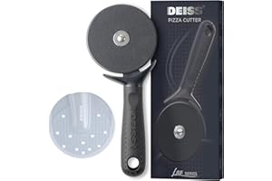 Deiss Lux Cortador de pizza de altaresistencia con ruedacortadora - Rueda cortadora de pizza de aceroinoxidable, afilada y lisa, con mango antideslizante de fácilagarre, apto para lavavajillas