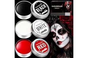 Halloween Smink Svart Vit Röd 90g, Halloween Makeup för Ansikte och Kropp