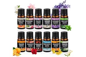 Set med eteriska oljor, 12 x 10 ml eteriska oljor för diffusor, aromaterapi doftolja set för diffuser, massage, luftfuktare, doftlampor, ljustillverkning, födelsedagspresenter, jul