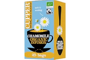 CUPPER Infuso Biologico di Camomilla, Tisana Calmante con Ingredienti Naturali per una Pausa Relax, Filtri 100% Biodegradabili, Confezione da 25 Bustine