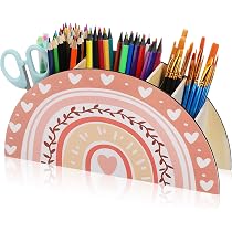 VILLCASE Schreibtisch Organizer Regenbogen Holz, Süßer Stiftehalter für Kinder, Multifunktionale Stiftebox, Aufbewahrung für Bastelmaterial und Schreibutensilien, Ideal für Kinderzimmer und Büro Bürobedarf & Schreibwaren