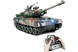 SUPDEX Carro Armato Telecomandato T90 1:18, Serbatoio Telecomandato Sparo BB, Fumo, Suoni e Luci Realistici, 2.4GHz Carro Armato Radiocomandato, Remote Control Tank Giocattolo Militare per Bambini e Adulti