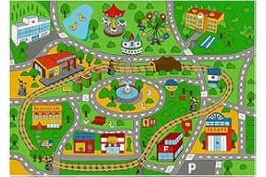 IAndhy Car Play Mat, Car Play Mat, 50 * 80CM, Non-Slip Road Mat for Toy Cars, Funny Cars Play Mats forKids, Kid's Traffic Map Crawling Play Mats, Non-Slip and Washable, City CarRoad Interactive Game