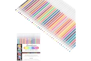 SMOOTHERPRO Glitter Gel Pens | 36 Colors | 1.0mm Bold Silver Glitter Colored Pen for Coloring Books Drawing Sketching Journaling Scrapbook (SC633-36)