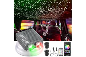 SUNKENET 32W Fibra óptica led, 800pcs*0.75mm*4m Luces de Fibra óptica para Techo de Coche y decoración del hogar, Luces estrelladas led con aplicación Bluetooth/Control Remoto/Modo de música