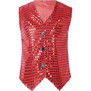 Gilet Con Paillettes Per Bambini: Senza Maniche, Scollo A V, Glitterato, Perfetto Per Feste, Danza Hip Hop E Jazz