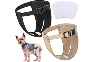 XUNIEA 2 Pacchi di Pantaloni Mutande per Cani Pannolini per Cuccioli Protettivi Lavabili Regolabili con 6 Assorbenti Igienici per Pet Femmina in Calore Emorragia Mensile Fisiologico Ciclo (S)