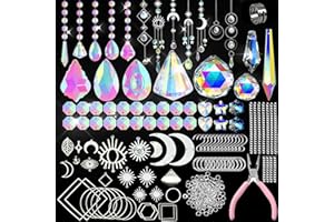 VEEKAY 355 Stück Sonnenfänger Kristall Bastelset,DIY Sonnenfänger Fenster Deko,Sonnenfänger Kristall Windspiel,Suncatcher Windspiel Basteln,Fensterdeko Hängend für Zuhause Büro Garten Outdoor Deko