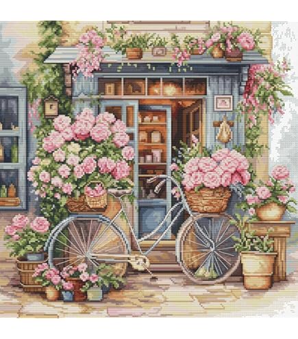 Kit De Broderie Point De Croix Lucas - Motif Jour De Printemps 46.5x35.5 Cm Complet Avec Tissu Zweigart Aida 18 Et Fils Anchor