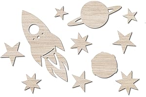 Papierdrachen - Decorazione da parete in legno, ideale per la cameretta dei bambini, vintage, boho, con dimensioni di circa 54 x 37 cm, motivo spaziale, set da 3