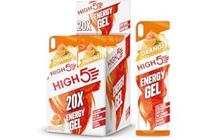 HIGH5 Running Gels Energy - Running Essentials for Quick Release Energy - Natural Fruit Juice & Caffeine-Free - Ideal as Running Equipment, Cycling Supplements, Marathon Training (Orange, 20 x 40g)