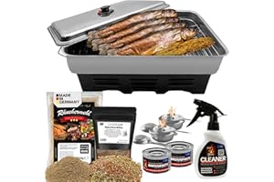 Eversmoke Deluxe Edelstahl Tischräucherofen XL Set mit Brennpaste | Räucherofen mit Räuchermehl, Räuchergewürz, Brenner - rostfrei