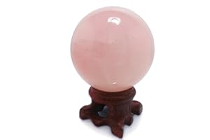 POLAR JADE Esfera de cristal rosa de cuarzo rosa natural, 50 mm, bola de piedra protectora rara para decoración, curación, meditación, Feng Shui, hecha a mano