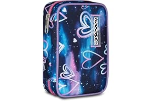 Seven Astuccio Scuola Speed Case GLOOMY HEART, Blu, Portapenne Mono Scomparto con Plance Amovibili, Completo Di Penne, Matite, Colori, Accessori Zaino, Scuola Elementare, Bambina