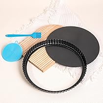LUUFAN Non-Stick Quiche Pan Tart Pan met Losse Bodem, Ronde Gecanneleerde Flan Tin (28cm/11inch