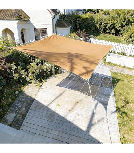 KESSER® Zonnezeil Zonnescherm Windscherm Inclusief Bevestigingsmateriaal met Ogen | HDPE Doek | Water-, Wind- en Scheurbestendig | 5 Keer Gestikt | 4x6m - Rechthoek - Zand