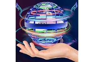 LGTLQT Fliegender Ball Spielzeug, Hover Ball Mini Drohne Flying Orb Boomerang UFO Ball mit 360 ° Drehbaren RGB LED Leuchten Magische Spinnerin Geschenke für Kinder Erwachsene Indoor Outdoor,2023 Pro(Blau)