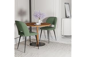 RCYNVIEW Lot de 2 Chaise Salle a Manger Chaise de Bureau Confortable Surface en Rayée Siège Rrembourrée Pieds en Métal Chaises de Cuisine Chaise Scandinave avec Dossier pour Salon, Chambre, Réunion, Vert