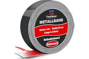 Thaibear Bande métallique autocollante idéale pour aimants, figurines et étagères T-onies®, 35 mm x 6 m, noire, bande magnétique autocollante et découpable, bande magnétique pour aimants, ruban ferro,