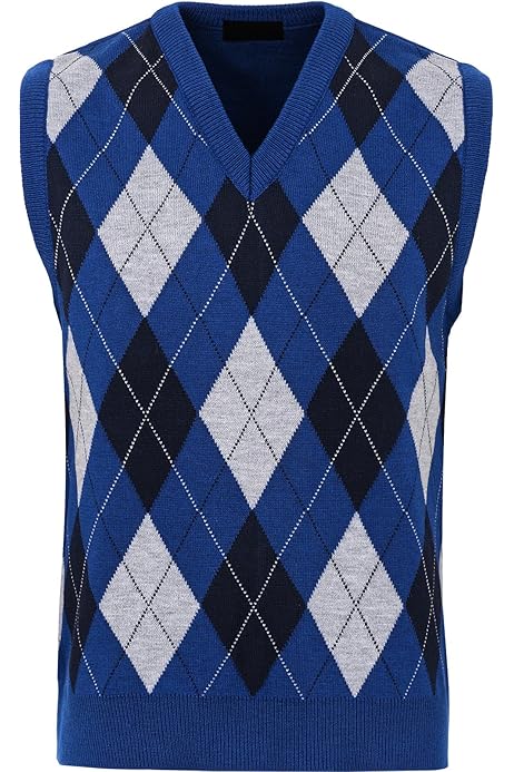 /&auml;rmellos Rautenmuster Strick Guvnors Herren Strick-Tanktop V-Ausschnitt