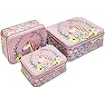 FunBlast Unicorn Tin Storage Boxes - Pack of 3 Pcs Multipurpose Storage Organizer for Home and Kitchen Accessories, Tin Boxes for Chocolates & Cookies, Gifting Box (Flower)