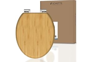 SCHÜTTE Abattant WC Bamboo en bambou massif, abattant de WC durable en bois de bambou, compatible avec toutes les toilettes courantes, très grande résistance au poids, testée jusqu'à 150 kg