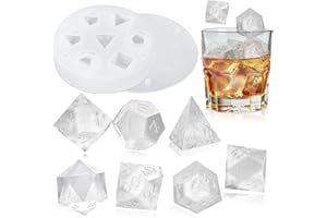 Baborui 7 Formen DND-Würfel, Whisky-Eiswürfel- und 3D-Würfelform, Zubehör für Whiskey, Cocktails, Sommer-Getränke, lustige Geschenke für Tischspiel-Liebhaber