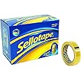 Sellotape Original Golden Tape, Extra Sticky & Easy Tear, Large, 24mm x 66m , Pack of 12