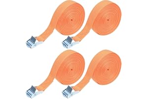 HAOCHEN 4 Pcs Ratchet Tie Down Straps, 5m x 25mm Adjustable Lashing Straps, Tension Belt Retaining Cargo Straps Heavy Duty with Quick Release Cam Buckle for Vans, Motorcycle, Trucks, Trailer