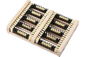 ‎UNBEKANNT Fußmatte mit Schuhbürste - Schmutzfangmatte mit Anti-Rutsch - Türmatte für Stiefel und Schuhe - Innen- und Außenbereich - Sauberlaufmatte - Holz/Kunststoff