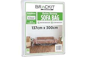 brackit Sofa Storage Bag – Plastic Sofa Cover - Heavy Duty - For up to a 3-Seater Sofa – 300cm x 137cm – Sofa Protector Cover
