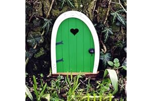 Gxdamxz Feentür, Wichteltür Holz für Baum & Garten - Grün, 10x8cm