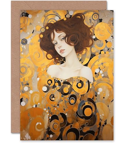 Klimt-inspirierte Grußkarte 'Asleep' Von Artery8 – Leere Innenseite, Luxus-Papier, 17,5 X 12,5 Cm – Perfekt Für Mama, Frau Oder Freundin