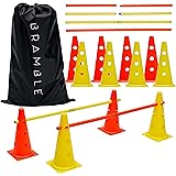 BRAMBLE - 18 Pièces Haies d’Entraînement d’Agilité Coordination avec Sac de Transport - Plots, Cônes, Barres - Parcours de Mo