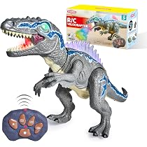 SYNCFUN Giocattoli di Dinosauri Telecomandati per Bambini e Bambine di 3 4 5 6 7 Anni, Giocattoli di Dinosauri T-Rex Realistici che Camminano e Ruggono, Regalo di Compleanno di Natale per Bambini