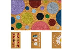 OLIVO TAPPETI OLIVO.shop | FANTASY 12 Zerbino ingresso casa, tappeto ingresso interno, zerbino ingresso esterno, zerbino in fibra di cocco naturale con stampe colorate 30x50 cm (CIRCLES)