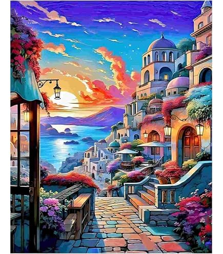 Kit Peinture Par Numéro MOGTAA 20x30cm Avec Cadre - Paysage Bord De Mer - Loisir Créatif Adulte