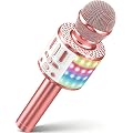 MicQutr Micro Karaoké Bluetooth Sans Fil avec Effets Lumineux Disco, Enceinte Portable Intégrée pour Enfants Garçons Filles Adultes, Idée Cadeau Anniversaire Noël Fête KTV Soirée Maison