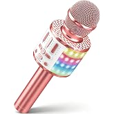 MicQutr Children's Bluetooth Karaoke Microphone with Speaker and Rhythmic LED Lights, Portable Wireless Mic Toy Gift for Boys